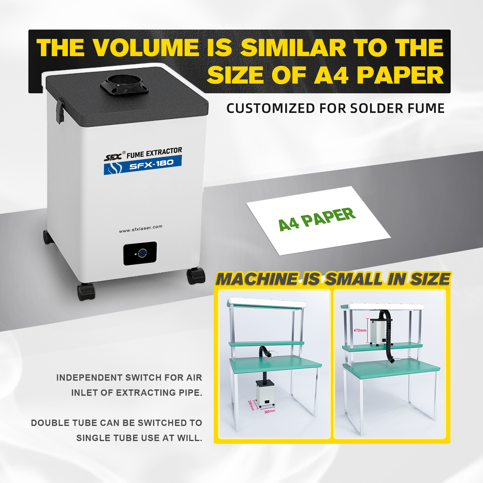 SFX 80W/135W Fume Extractor with 3 Stage Filters Strong Suction Smoke Purifiers